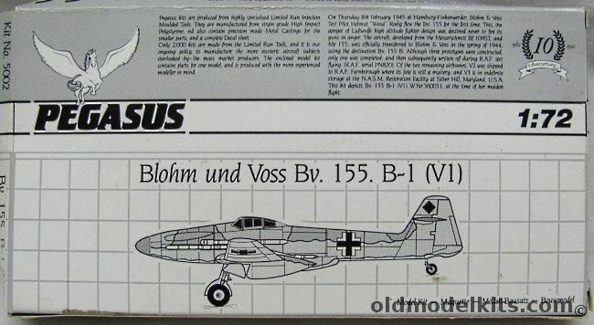 Pegasus 1/72 Blohm & Voss Bv-155 B-1 (V1), 5002 plastic model kit